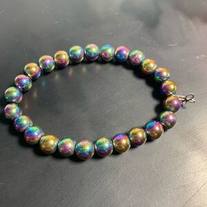 Rainbow Hematite Multicolor Iridescent Beaded Bracelet